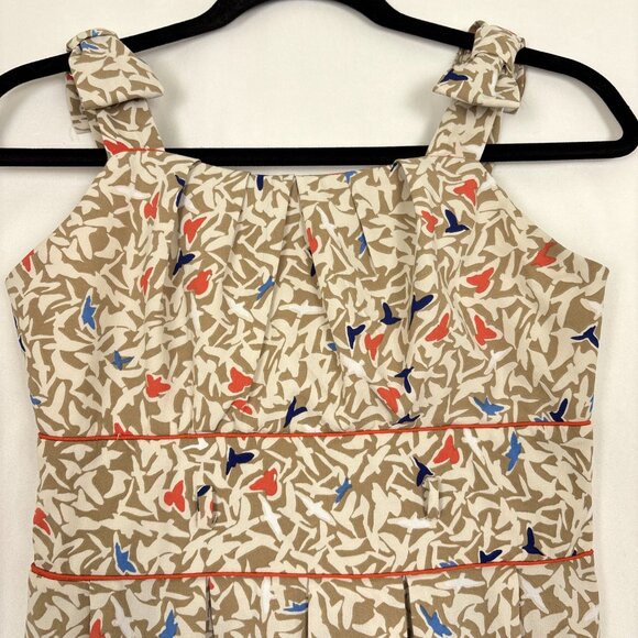 Teeze Me Fit & Flare Sleeveless Dress Juniors Size 7 Beige Whimsical Bird Print - Picture 3 of 16